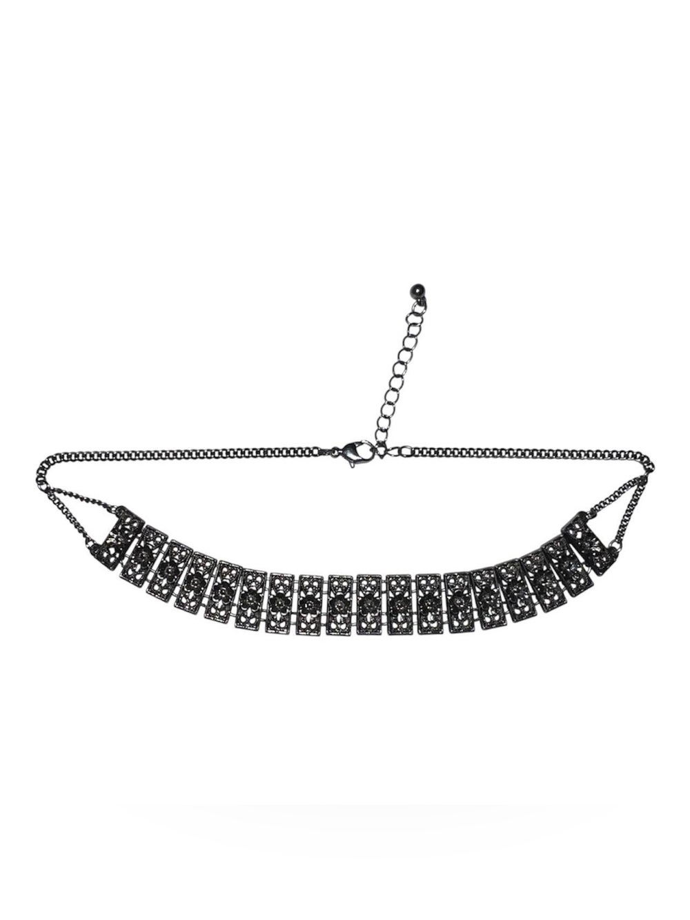 silver rectangular flower choker from forever 21.